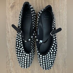 Black Studded Mary Jane Flats